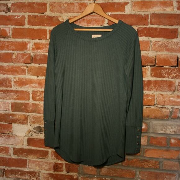 Chaser Waffle Knit Tee with Button Detailing - Picture 3 of 7